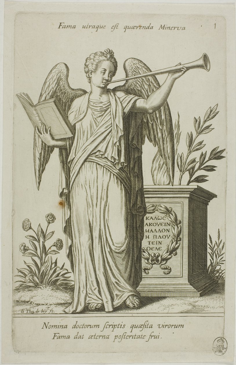 Renommée, planche 1 de Parnassus Biceps - Johann Theodor de Bry