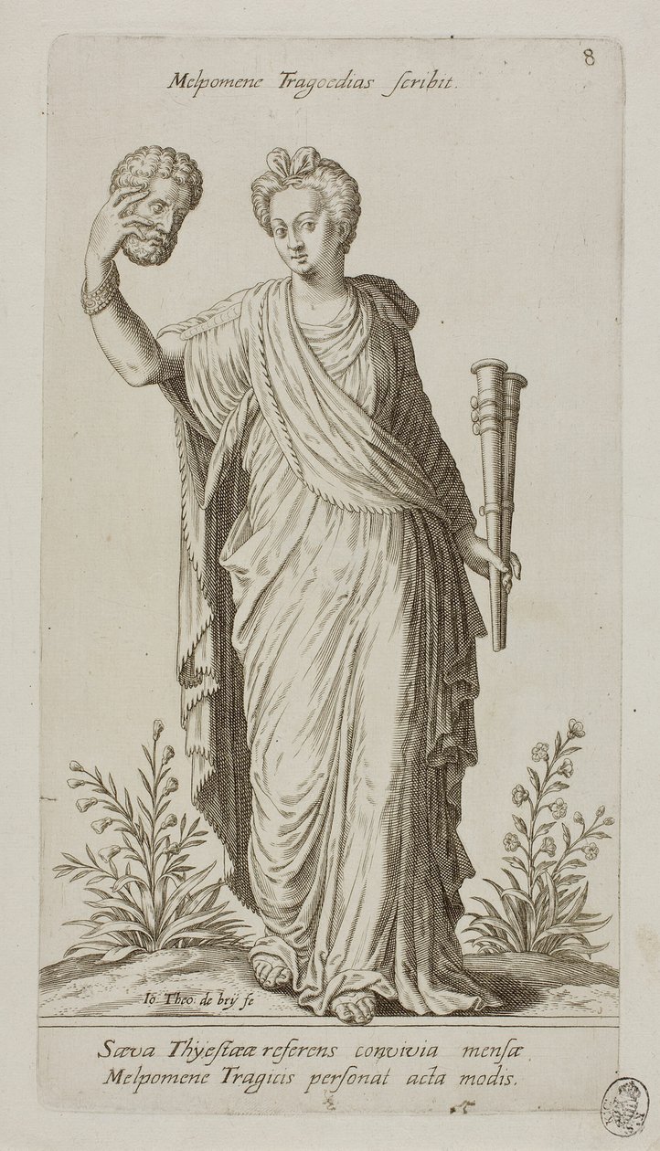 Melpomène, Muse de la Tragédie, planche 8 de Parnassus Biceps - Johann Theodor de Bry