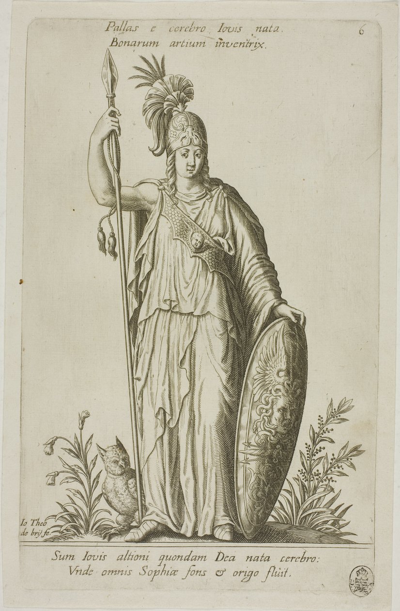 Pallas Athéna, plaque 6 du Parnasse Biceps - Johann Theodor de Bry