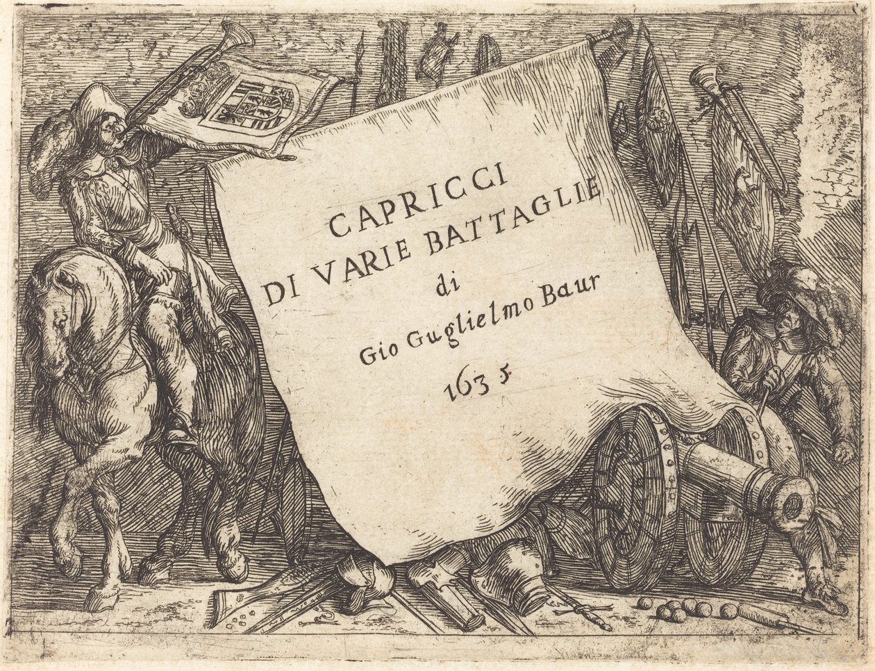 Capricci di varie battaglie Page de titre, 1635 - Johann Wilhelm Baur