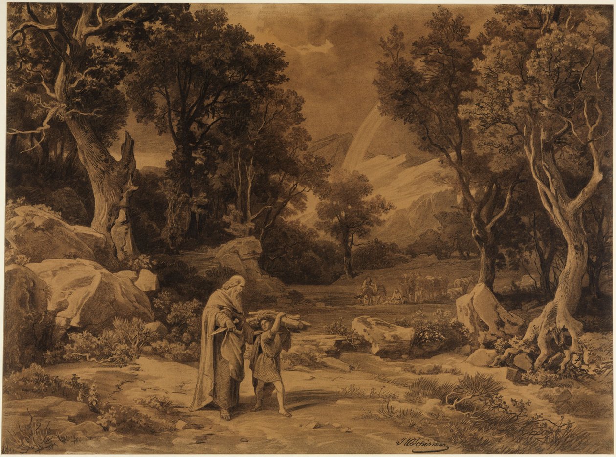 Le chemin vers le sacrifice (Genèse 22, 6) - Johann Wilhelm Schirmer