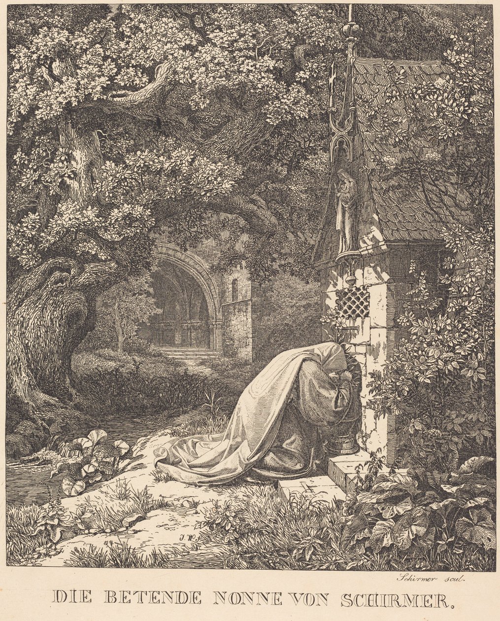 La nonne en prière - Johann Wilhelm Schirmer