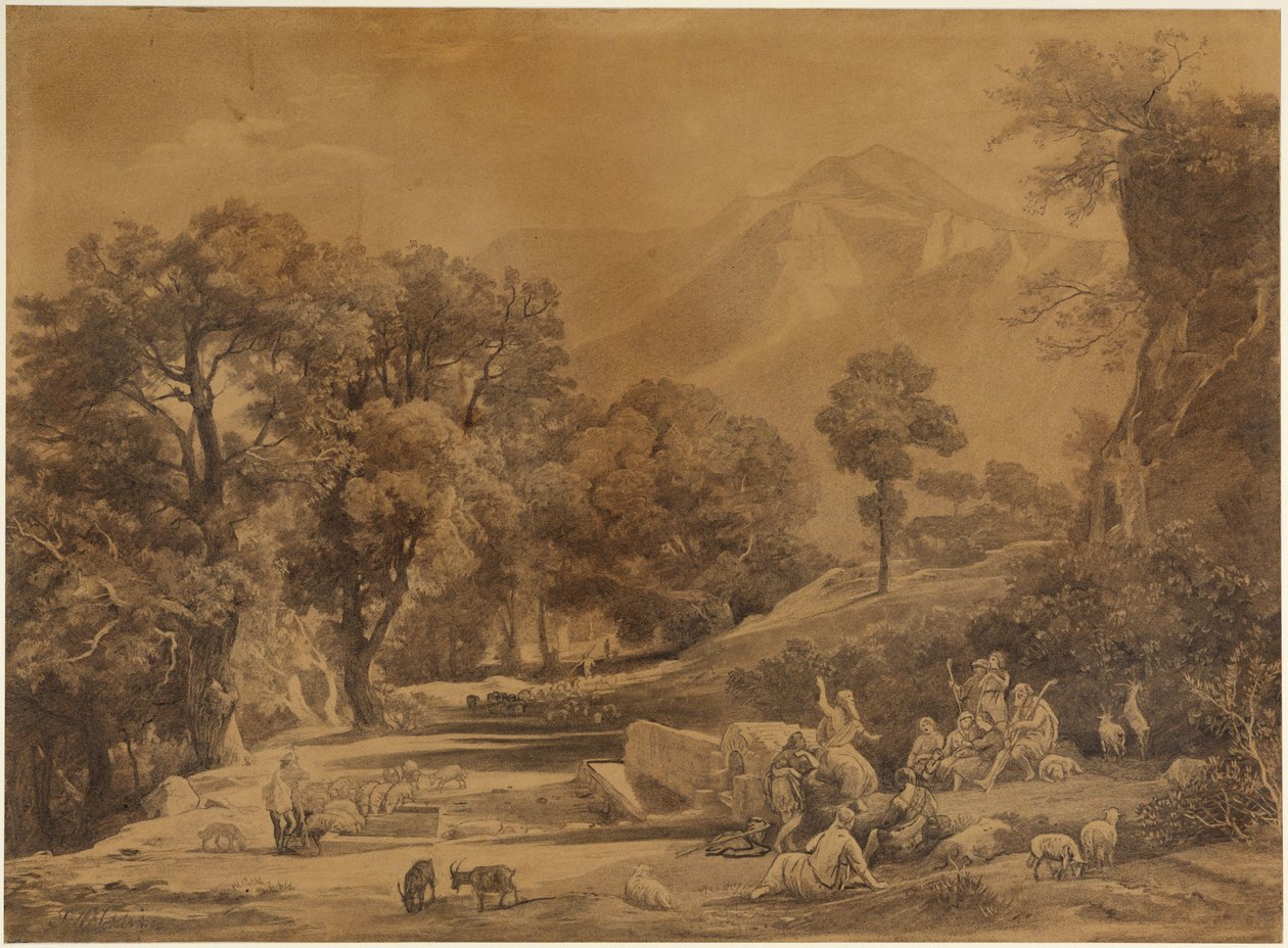 Le premier sermon dans la tribu de Seth devant des bergers dans les montagnes (Genèse 4, 26) - Johann Wilhelm Schirmer