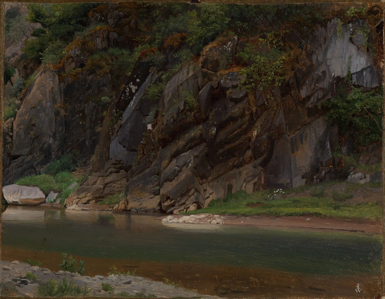 Rivière aux rives rocheuses - Johann Wilhelm Schirmer