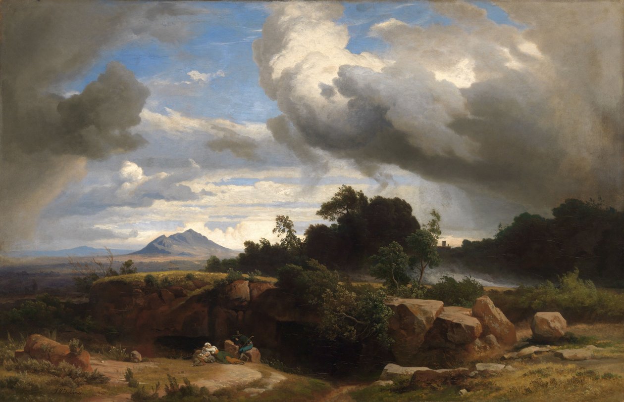 Orage approchant dans la campagne romaine - Johann Wilhelm Schirmer