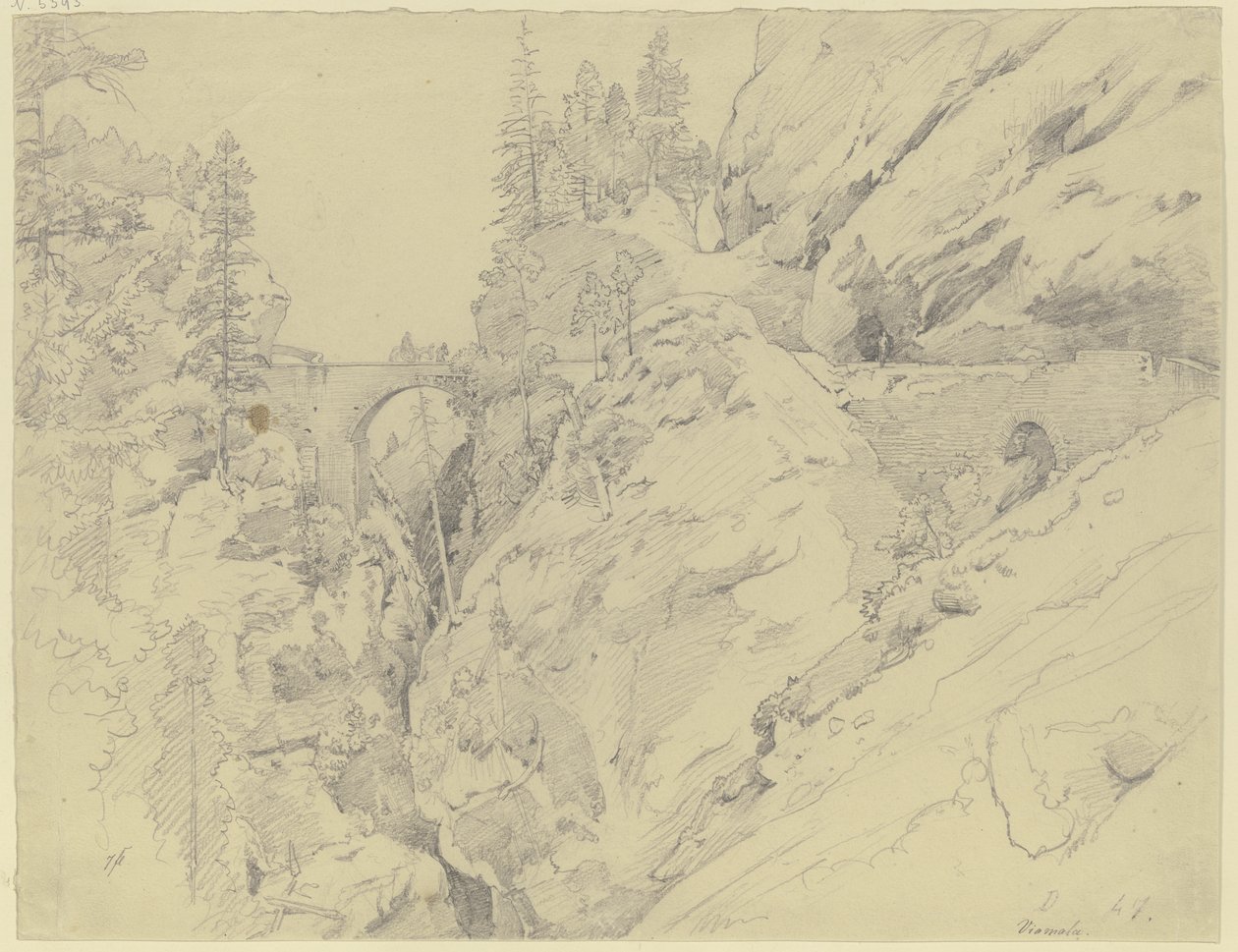 Via Mala, en haut le pont de pierre - Johann Wilhelm Schirmer