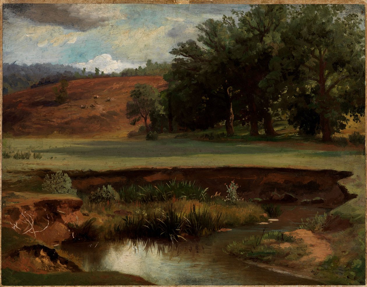 Lisière de forêt avec un étang au premier plan - Johann Wilhelm Schirmer