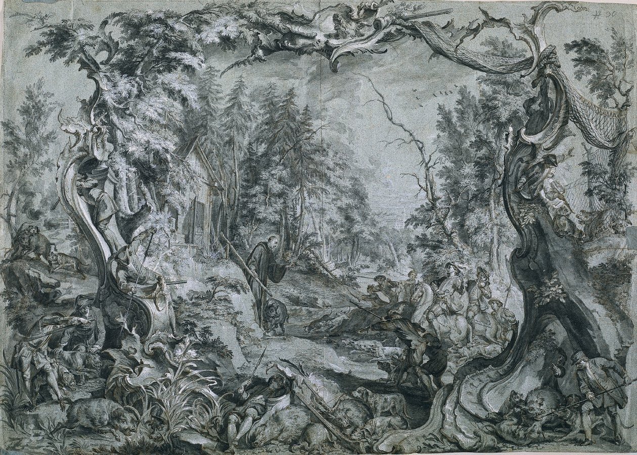 Saint Deicolus et le sanglier - Johann Wolfgang Baumgartner