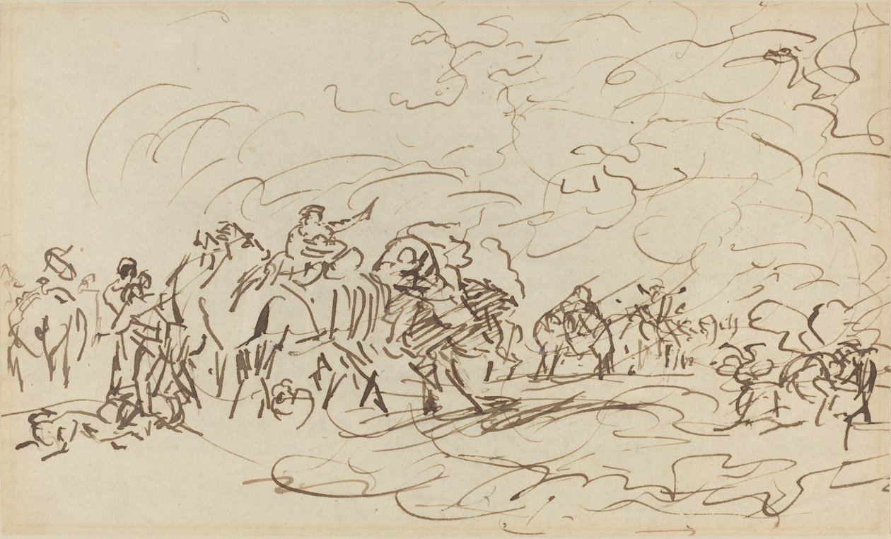Tempête de sable dans le désert submergeant une caravane - Johann Zoffany