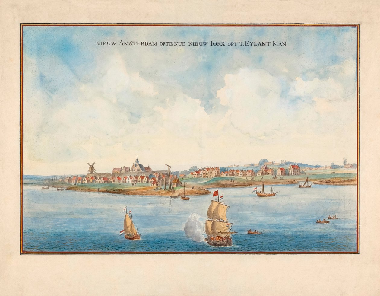 New York depuis la mer au XVIIe siècle - Johannes (after) Vingboons