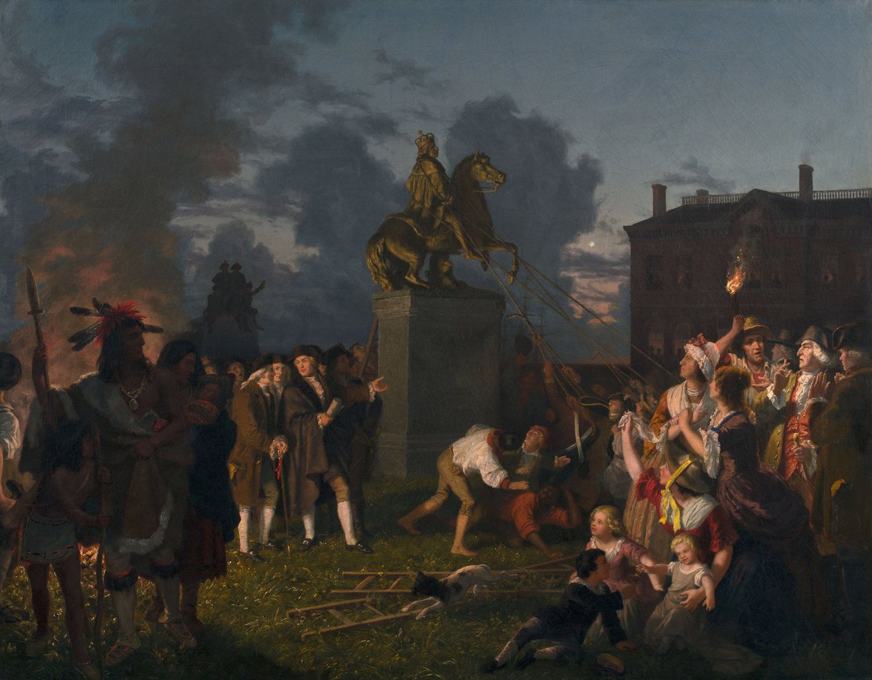 Démontage de la statue du roi George III, N.Y.C. - Johannes Adam Simon Oertel
