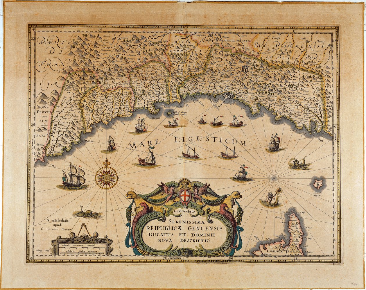 République de Gênes, carte par Jan Baptist Vrients, gravure sur cuivre - Johannes Baptista Vrints