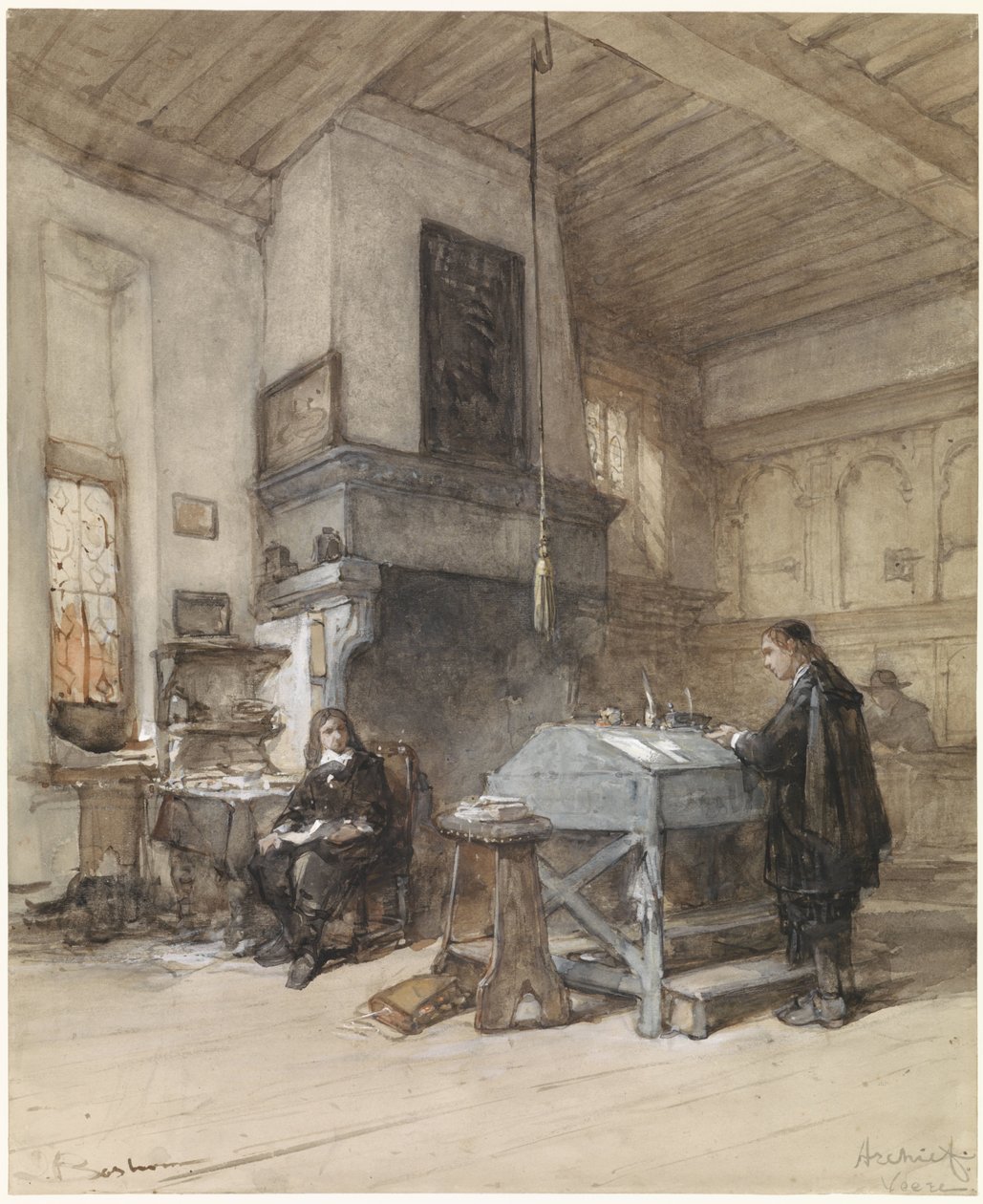 Archives à Veere avec des figures en costume du XVIIe siècle - Johannes Bosboom