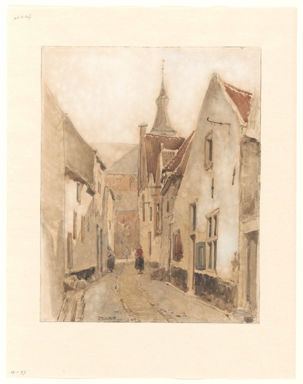 Vue depuis la Ridderstraat dans la Kerksteeg, Hattem - Johannes Bosboom