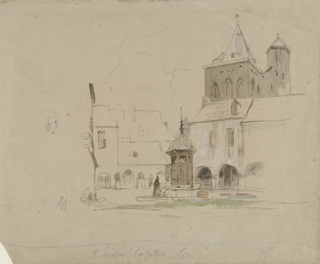 Étude de la place près de S. Maria im Kapitol à Cologne - Johannes Bosboom