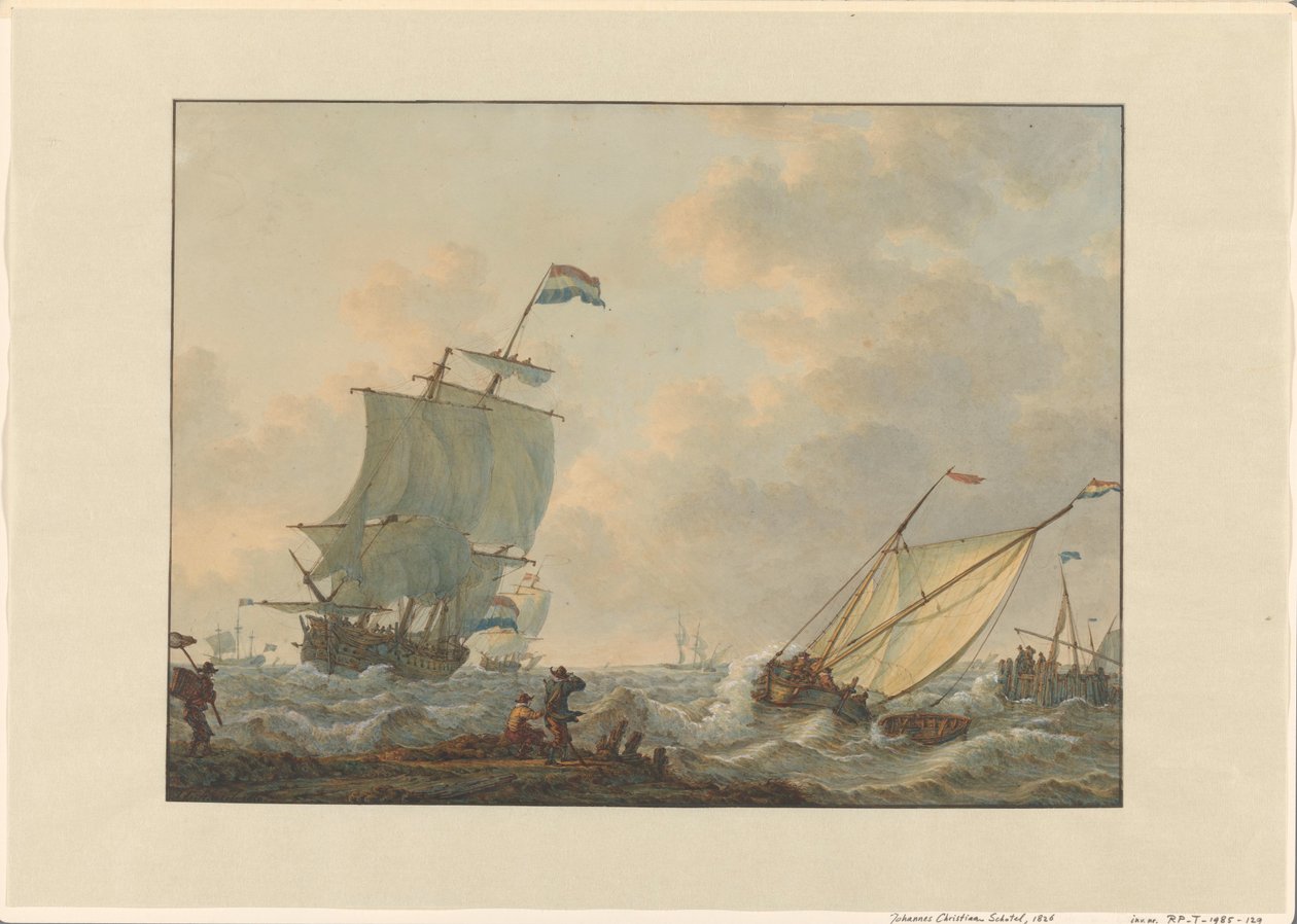 Voiliers sur une mer agitée - Johannes Christiaan Schotel