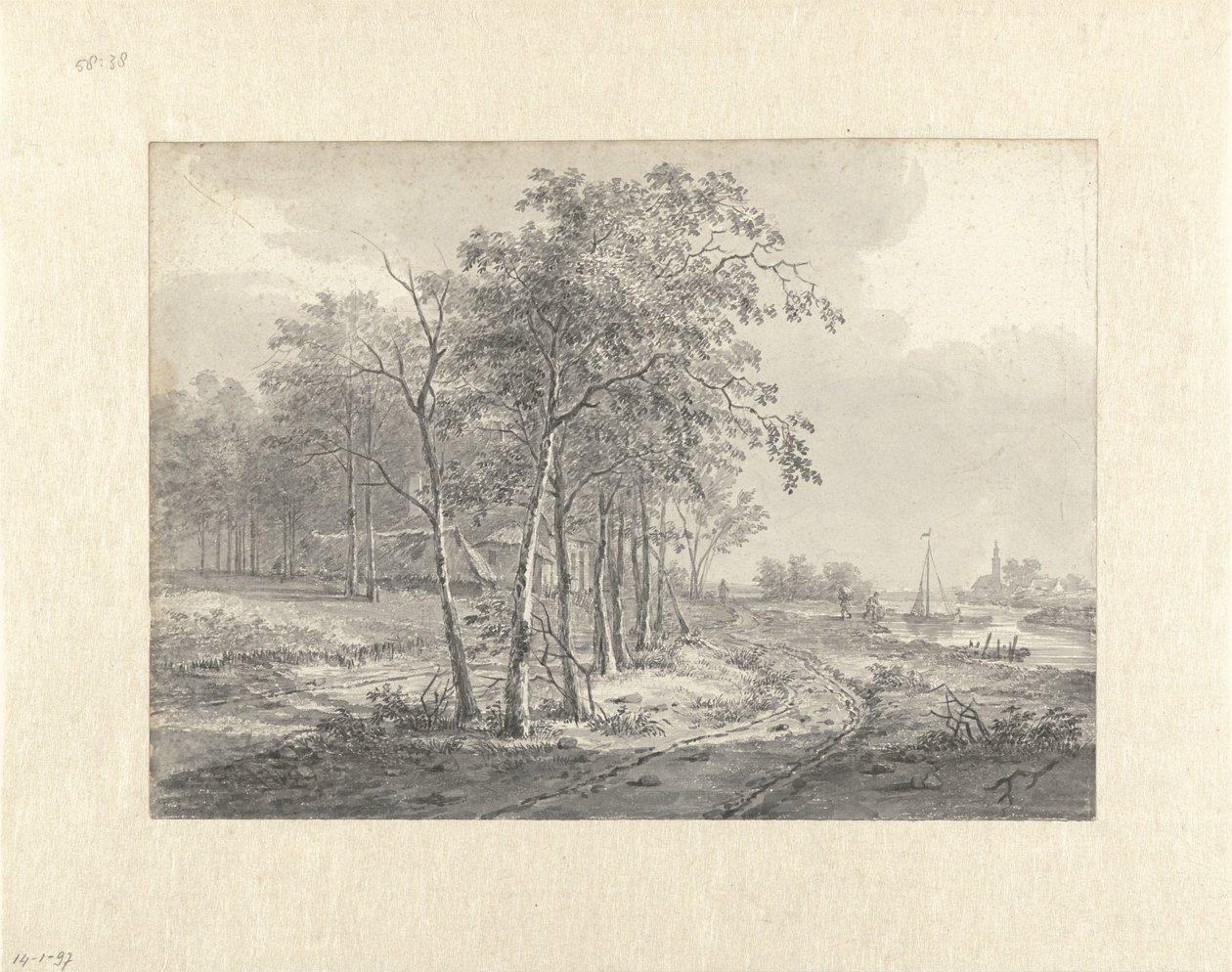 Paysage avec un chemin le long d