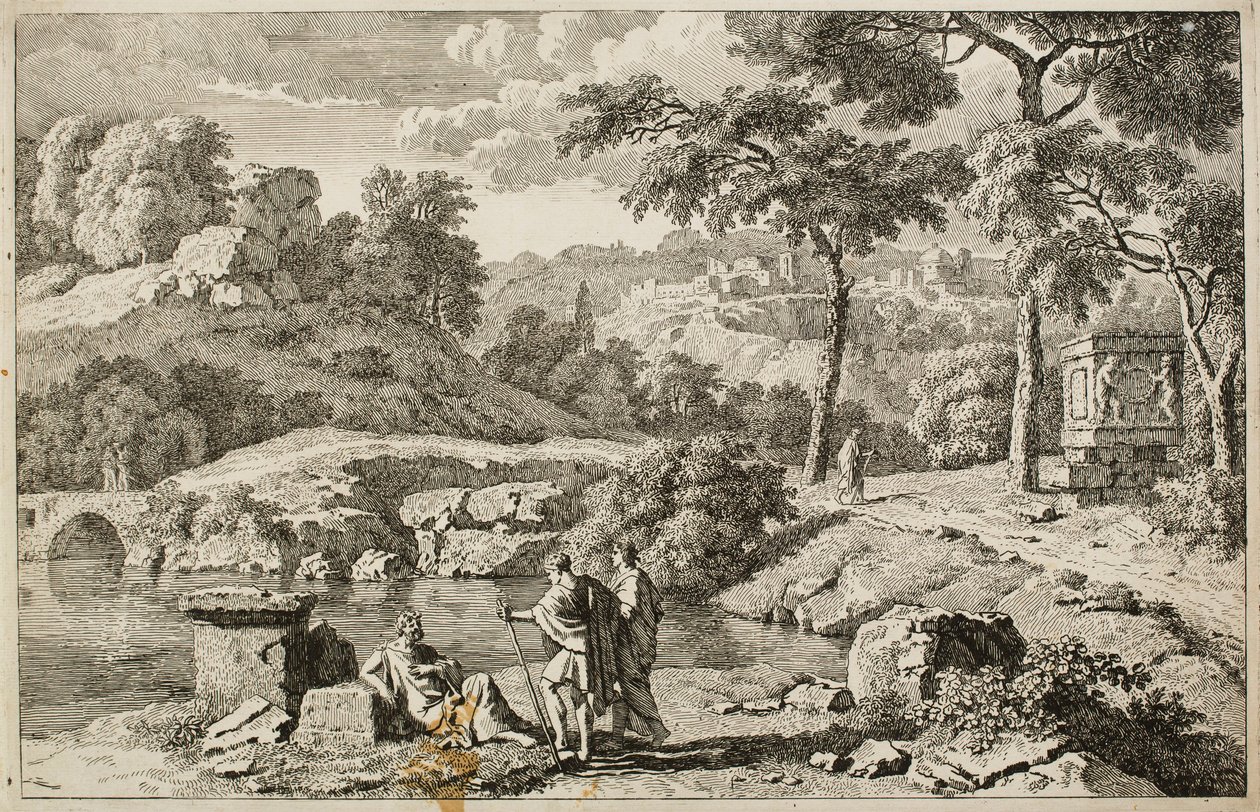 Paysage arcadien avec des ruines - Johannes Glauber