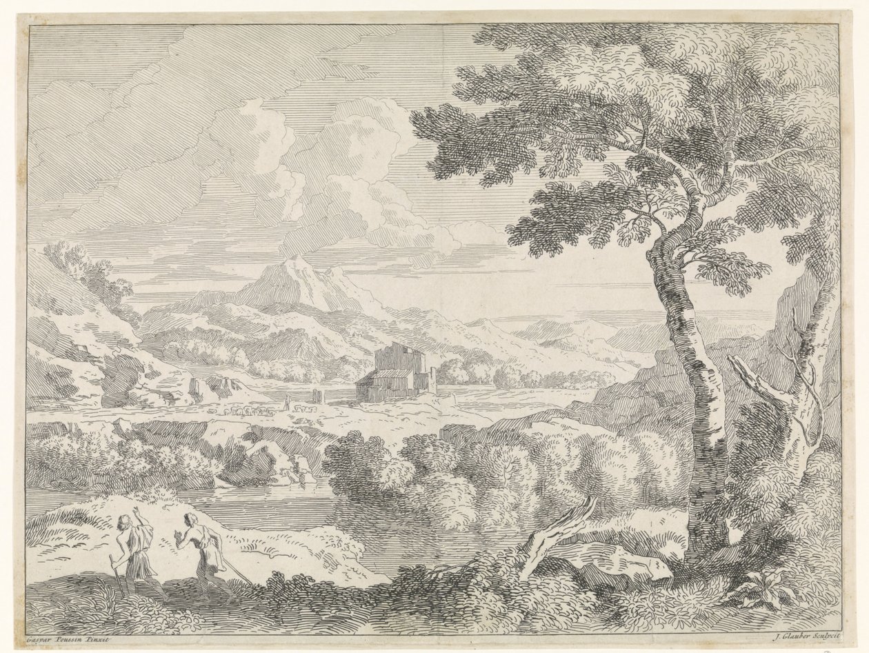 Paysage vallonné avec bergers - Johannes Glauber