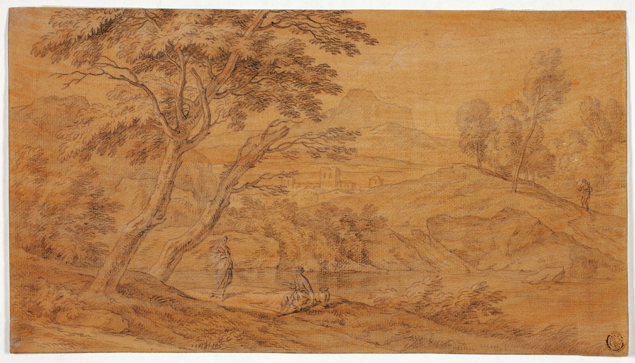 Paysage avec figures au bord d