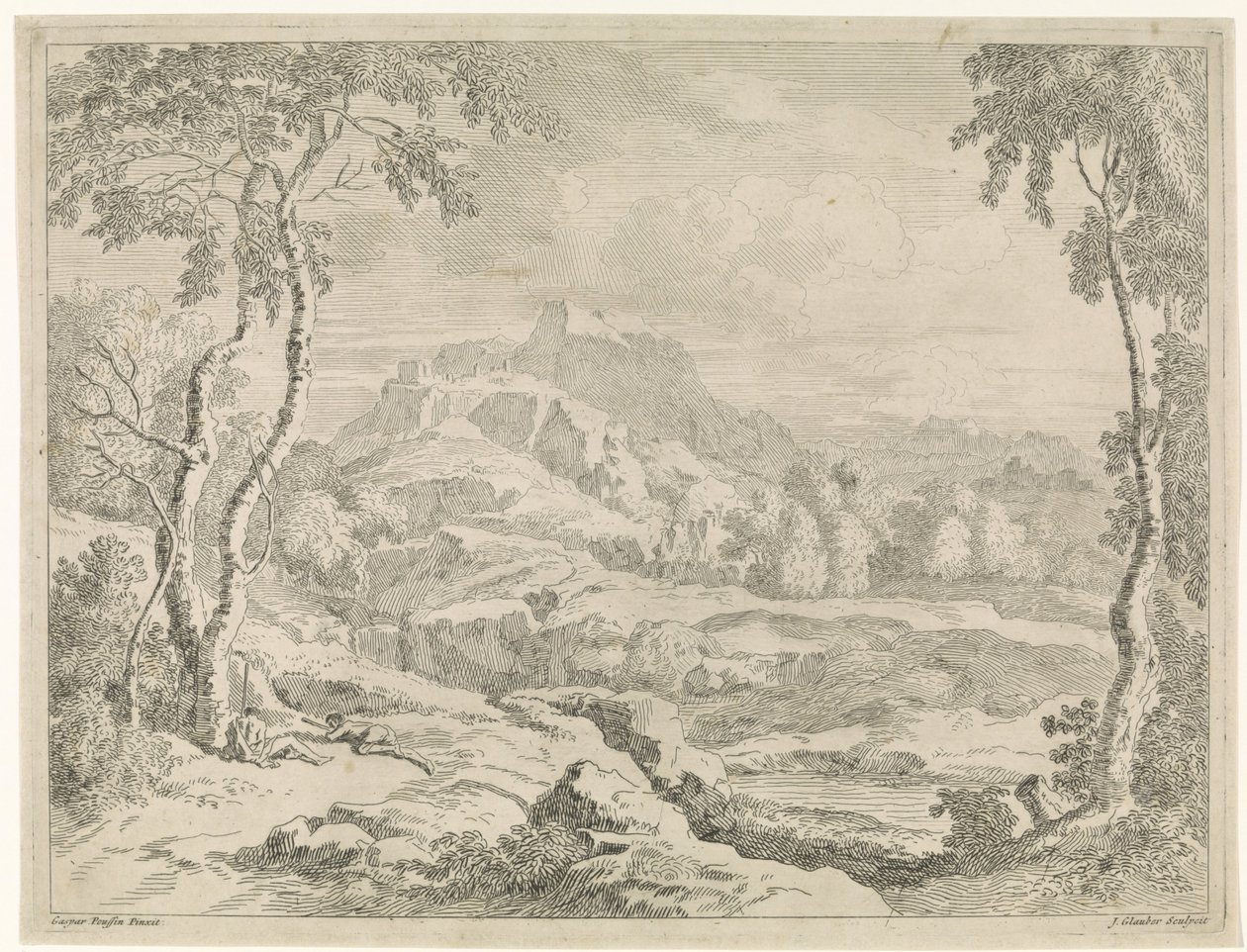 Paysage avec bergers - Johannes Glauber