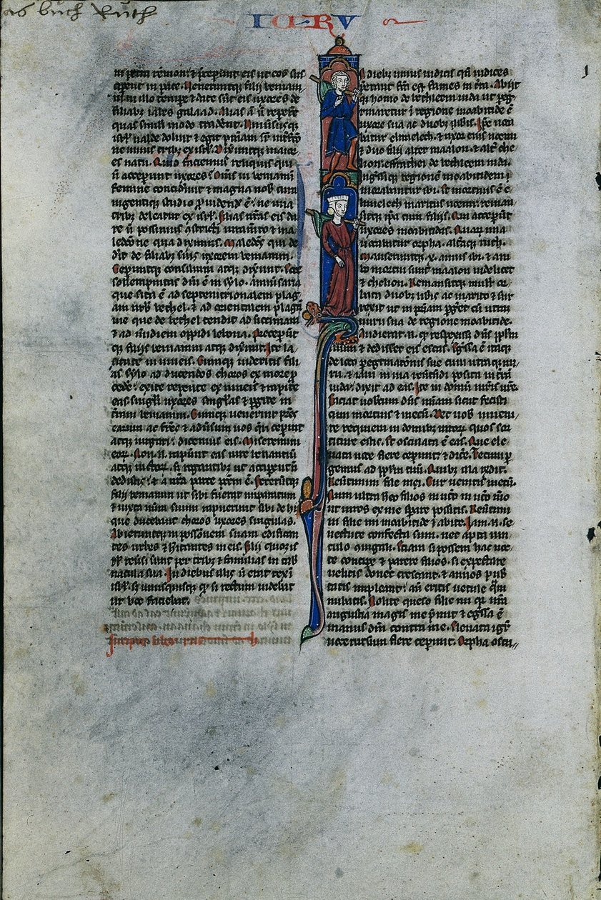 Initiale I avec Elimelech et Naomi : Feuille d
