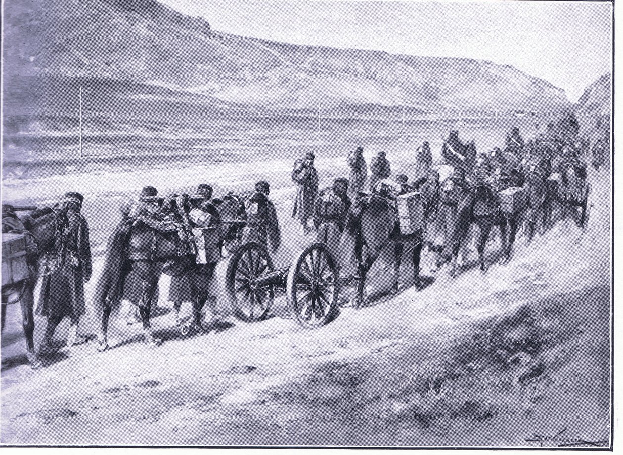 Une batterie de canons de campagne en route vers Ichon, illustration de l