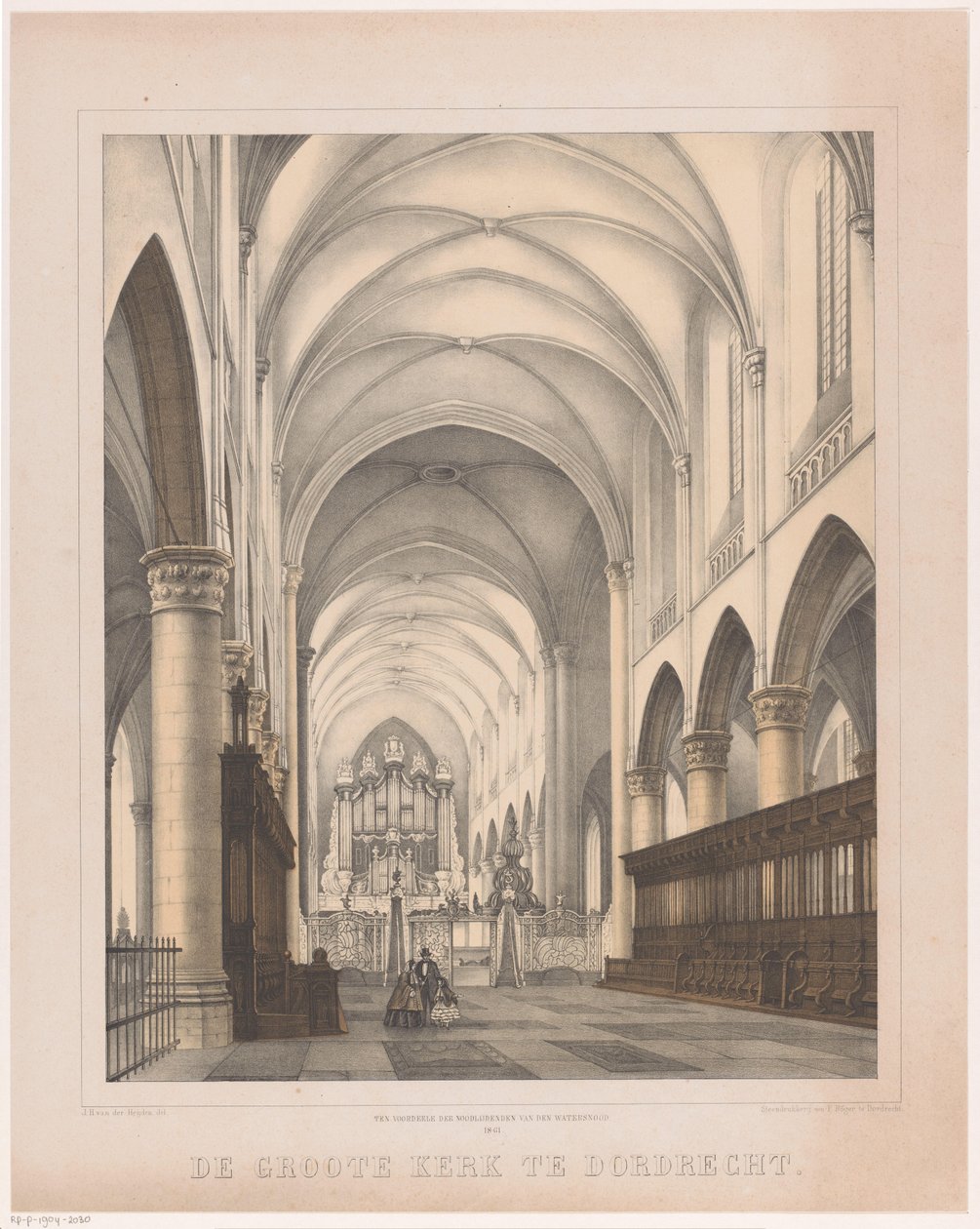 Intérieur de la Grande Église à Dordrecht - Johannes Hermanus van der Heijden
