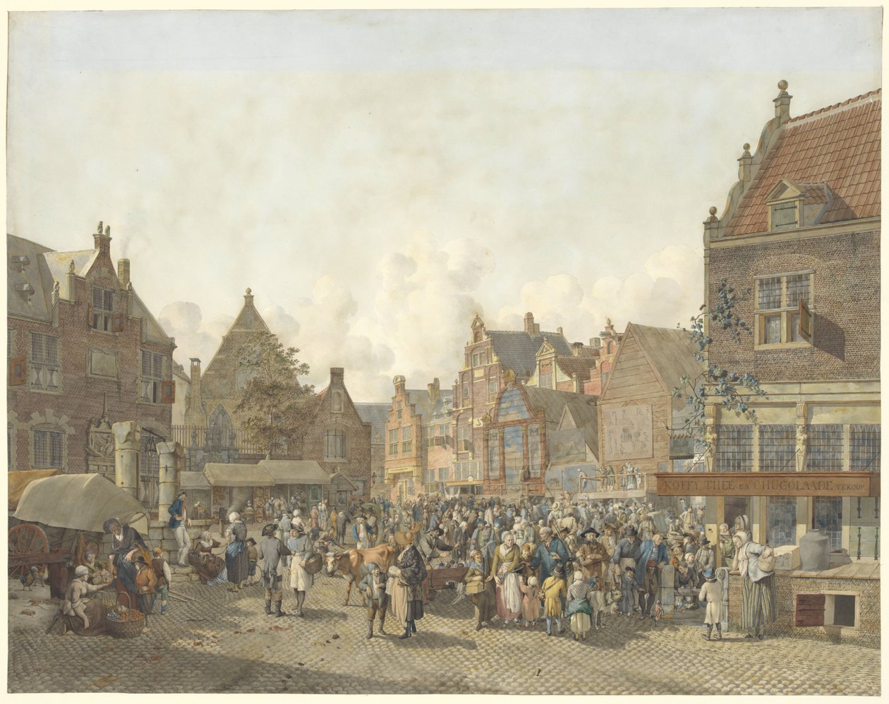Place de la ville avec foire - Johannes Huibert Prins