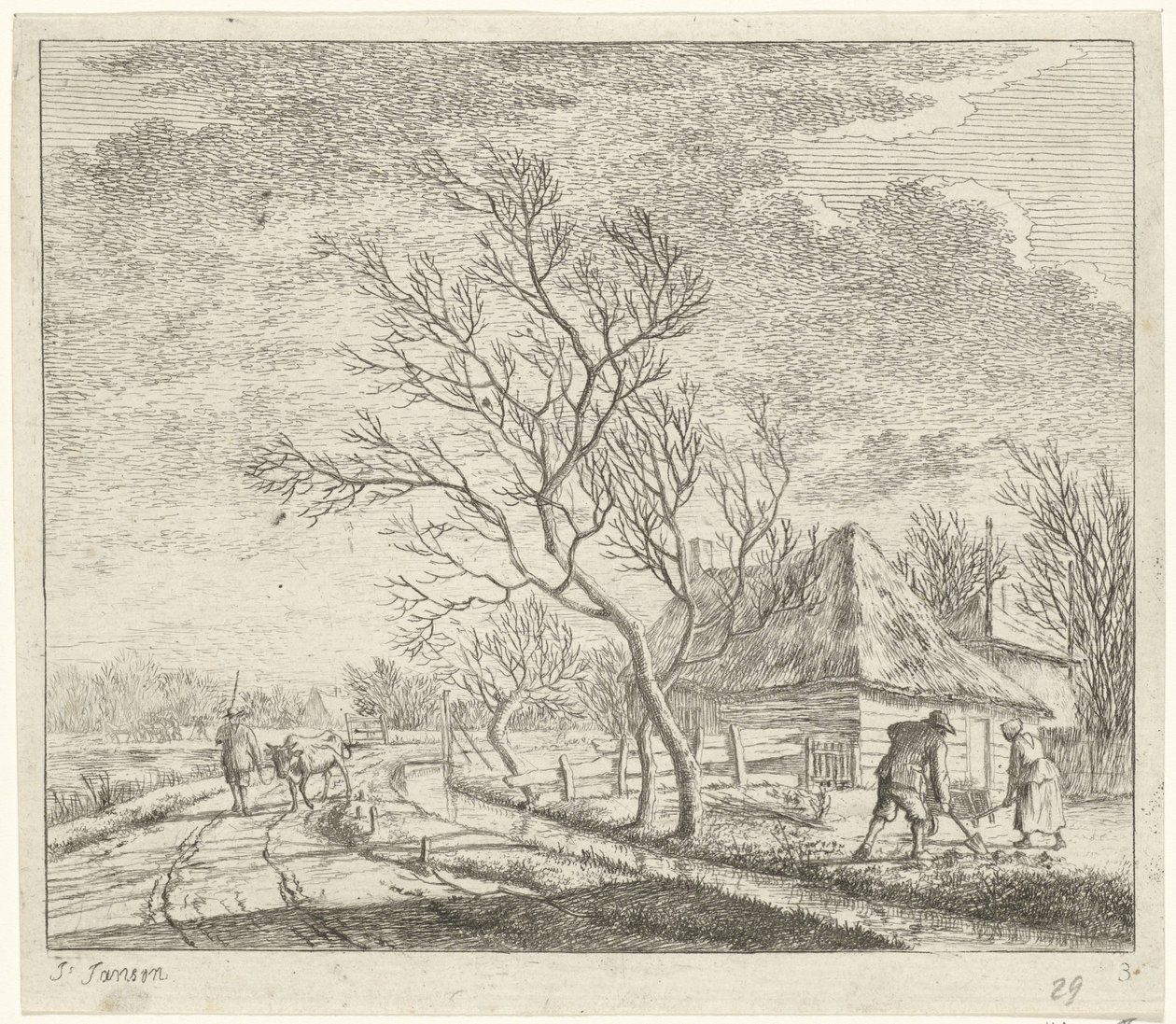 Paysage avec ferme et champ - Johannes Janson