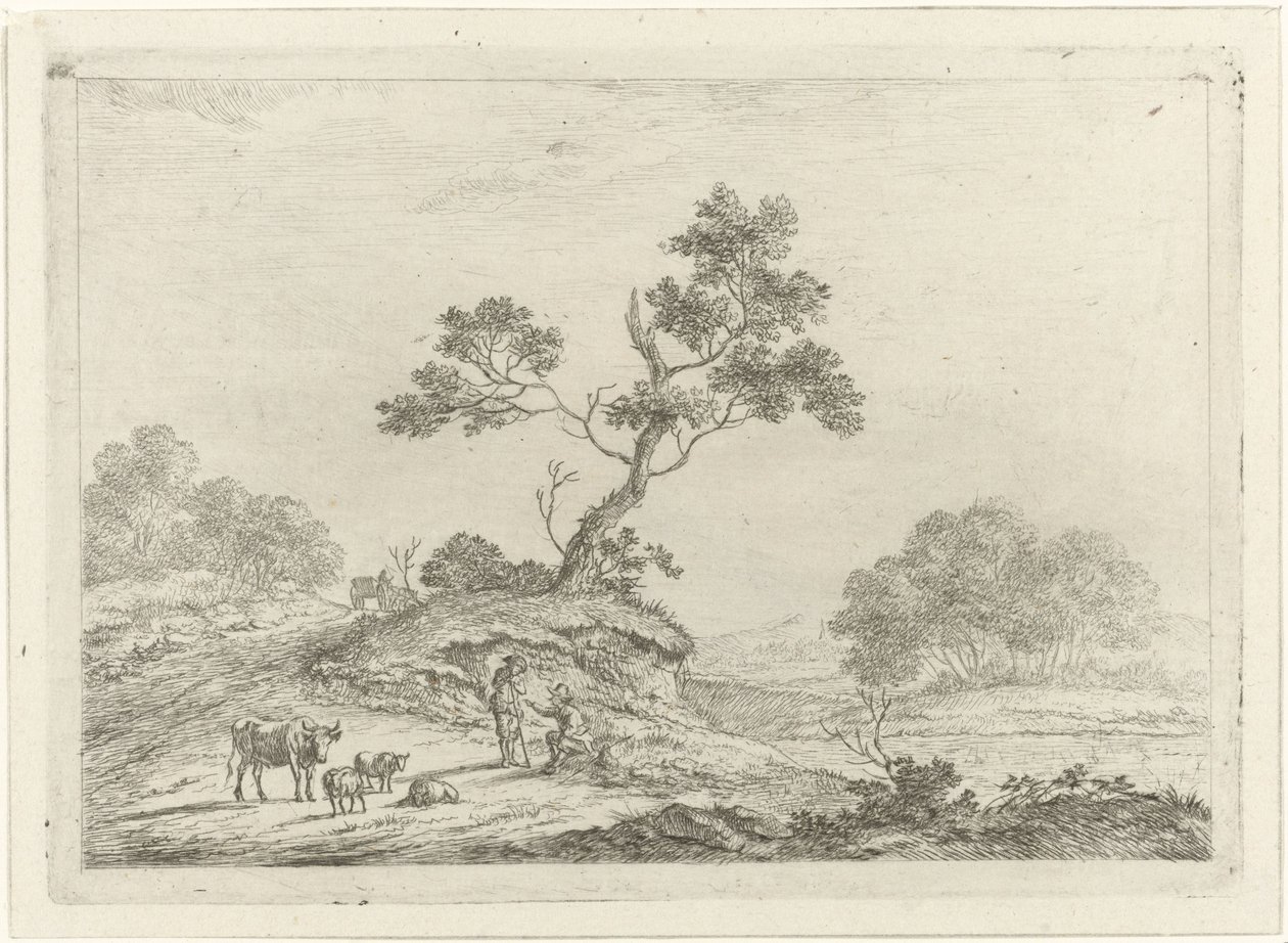 Paysage avec bergers en conversation - Johannes Janson