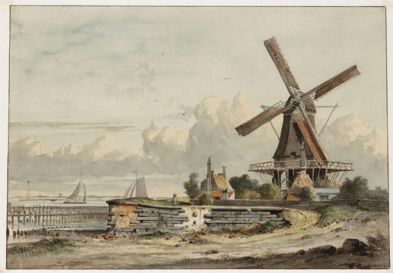 Bolwerk het Blauwhoofd avec le moulin De Bok - Johannes Jelgerhuis
