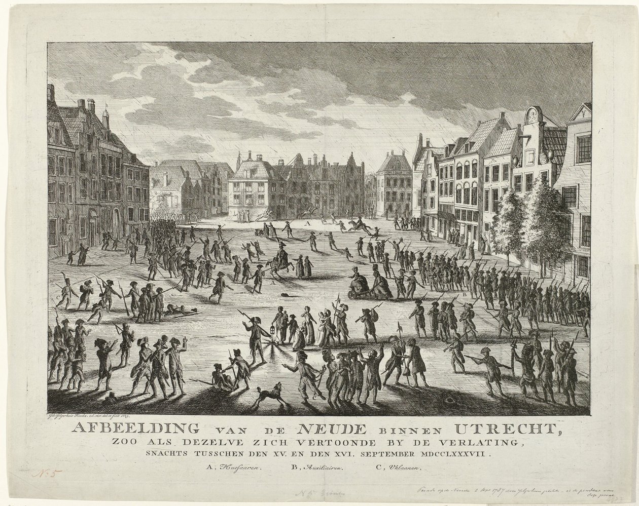 Patriotes quittant la Neude à Utrecht, 1787 - Johannes Jelgerhuis