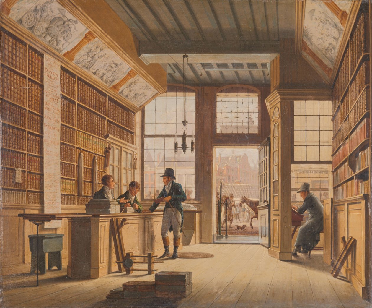 La boutique du libraire Pieter Meijer Warnars sur le Vijgendam à Amsterdam - Johannes Jelgerhuis