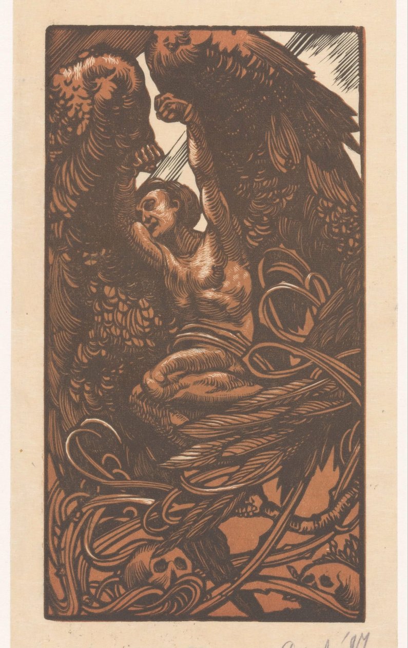 Femme ailée avec des crânes - Johannes Josephus Aarts (signed by artist)
