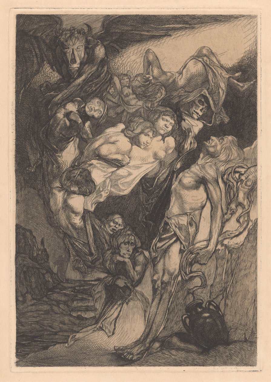 Homme à moitié nu avec monstres et créatures fantastiques - Johannes Josephus Aarts