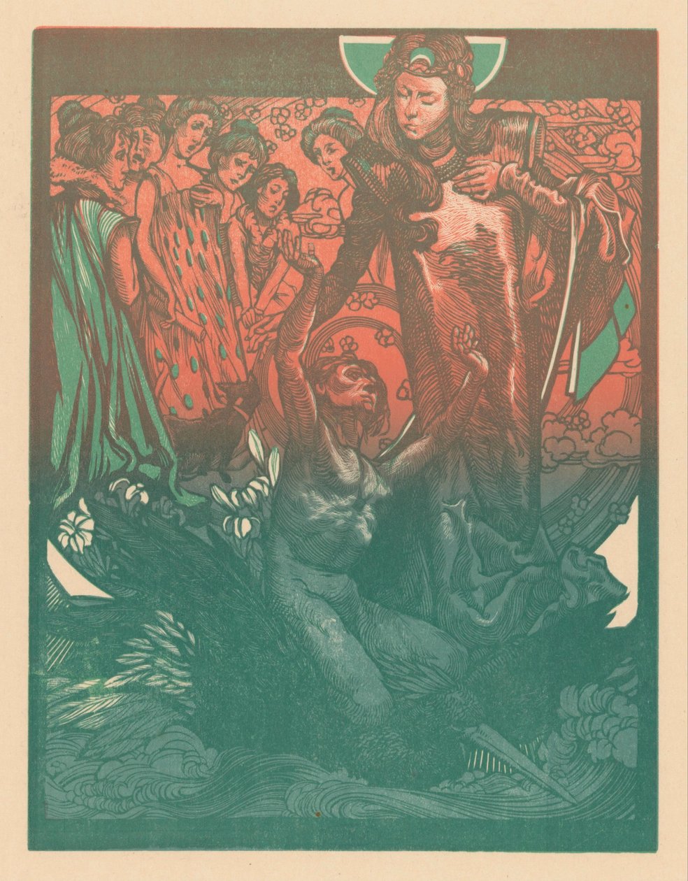 Figures féminines avec homme sur le dos d