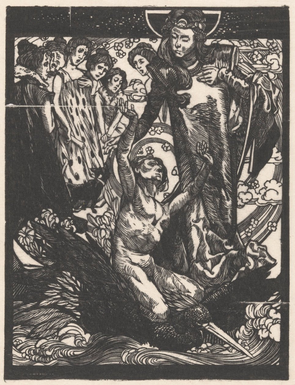 Figures féminines avec homme sur le dos d