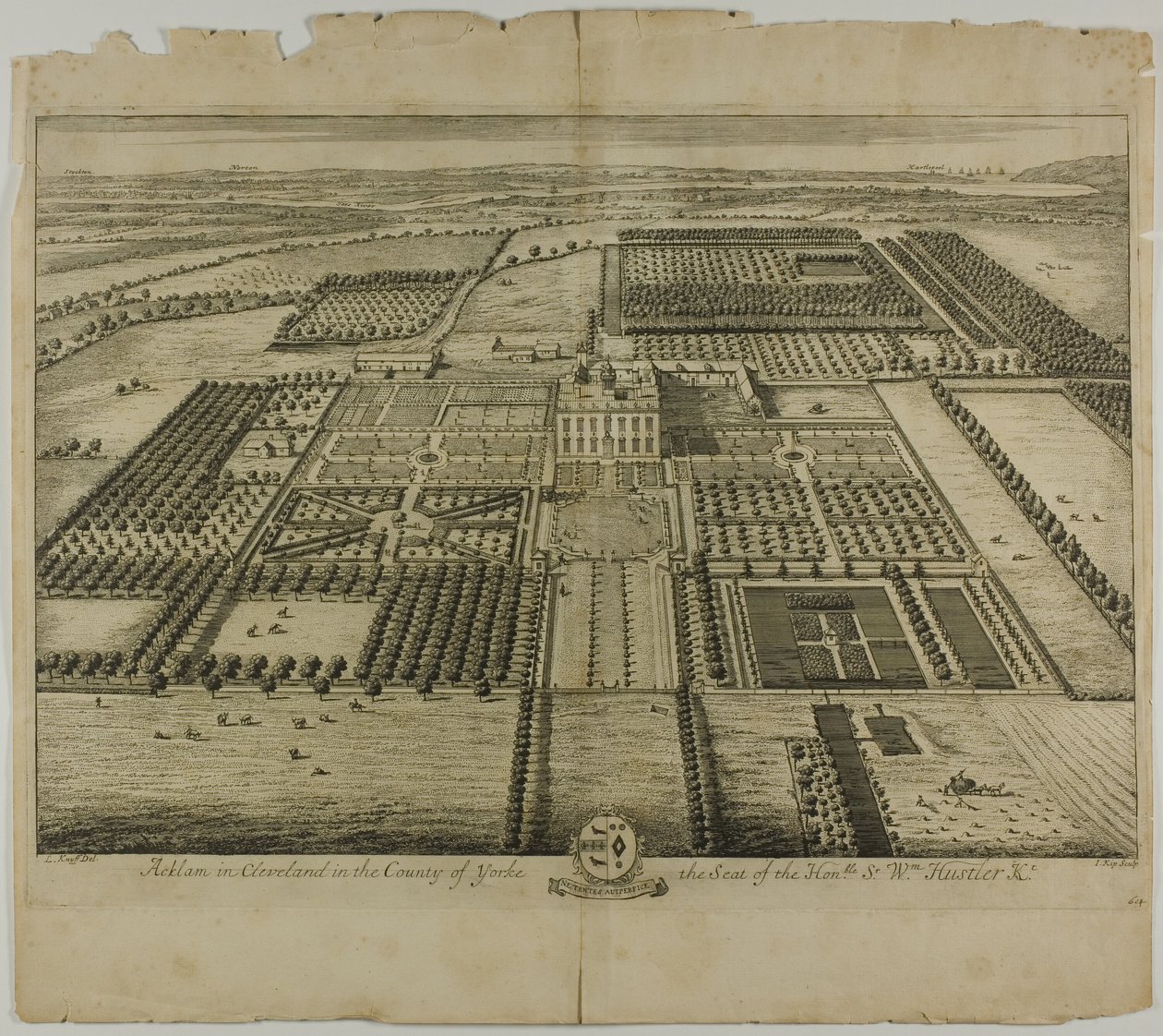Acklam à Cleveland dans le comté de Yorke, planche 64 de Britannia Illustrata - Johannes Kip