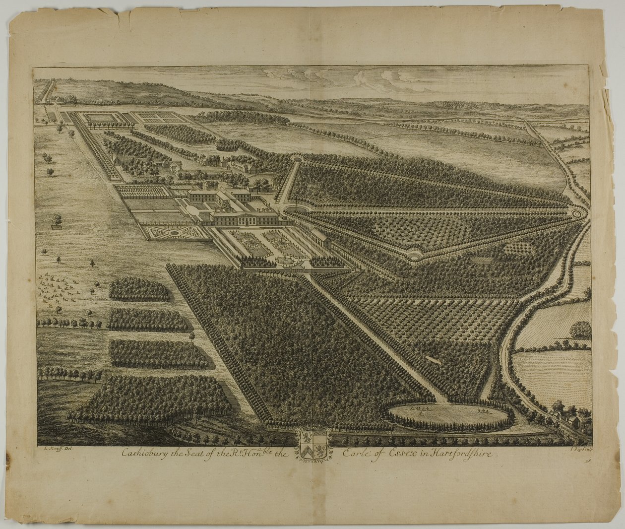 Cashiobury, planche 28 de Britannia Illustrata - Johannes Kip