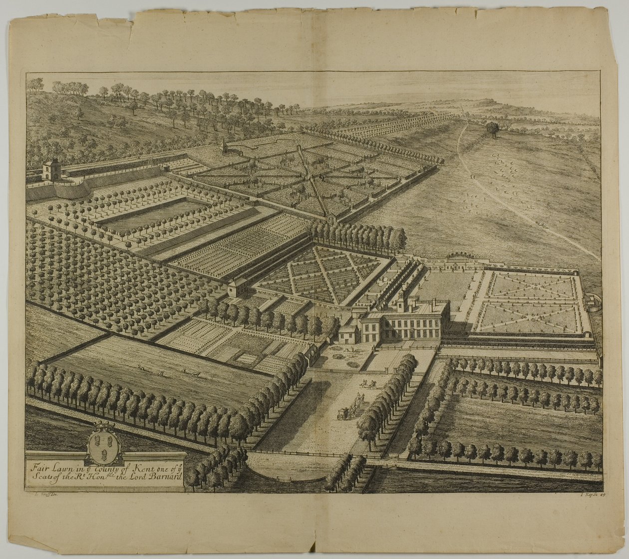 Fair Lawn dans le comté de Kent, planche 49 de Britannia Illustrata - Johannes Kip