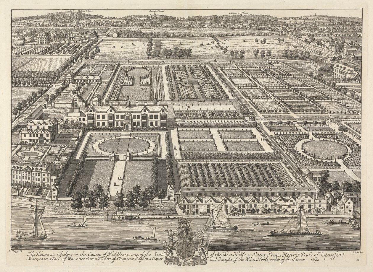 Vue de Beaufort House et Chelsea 1699 - Johannes Kip