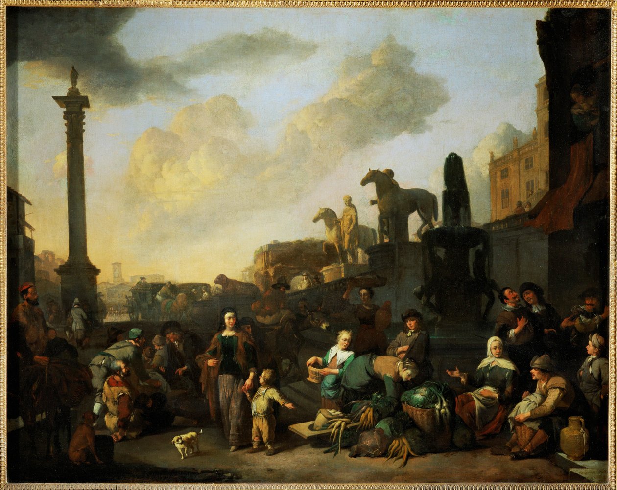 Le marché aux herbes a Rome - Le marché aux herbes à Rome ... - Johannes Lingelbach
