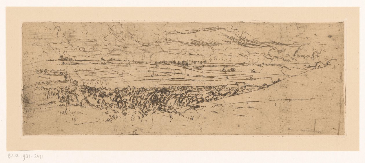 Paysage vallonné avec village - Johannes Löhr