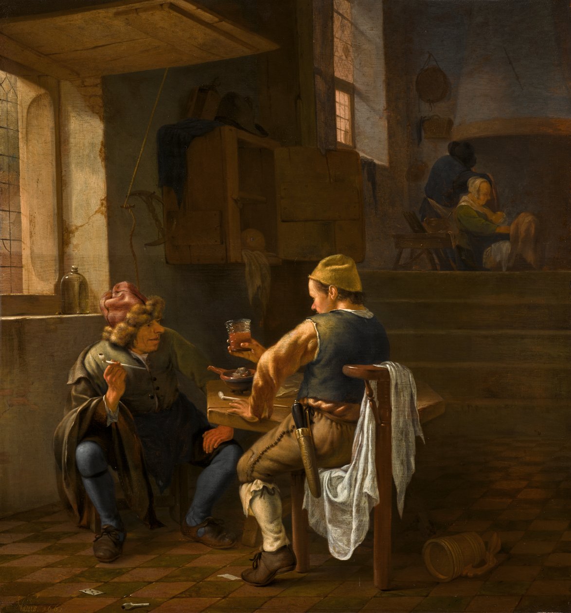 Scène de taverne avec des paysans qui fument et boivent - Johannes Natus