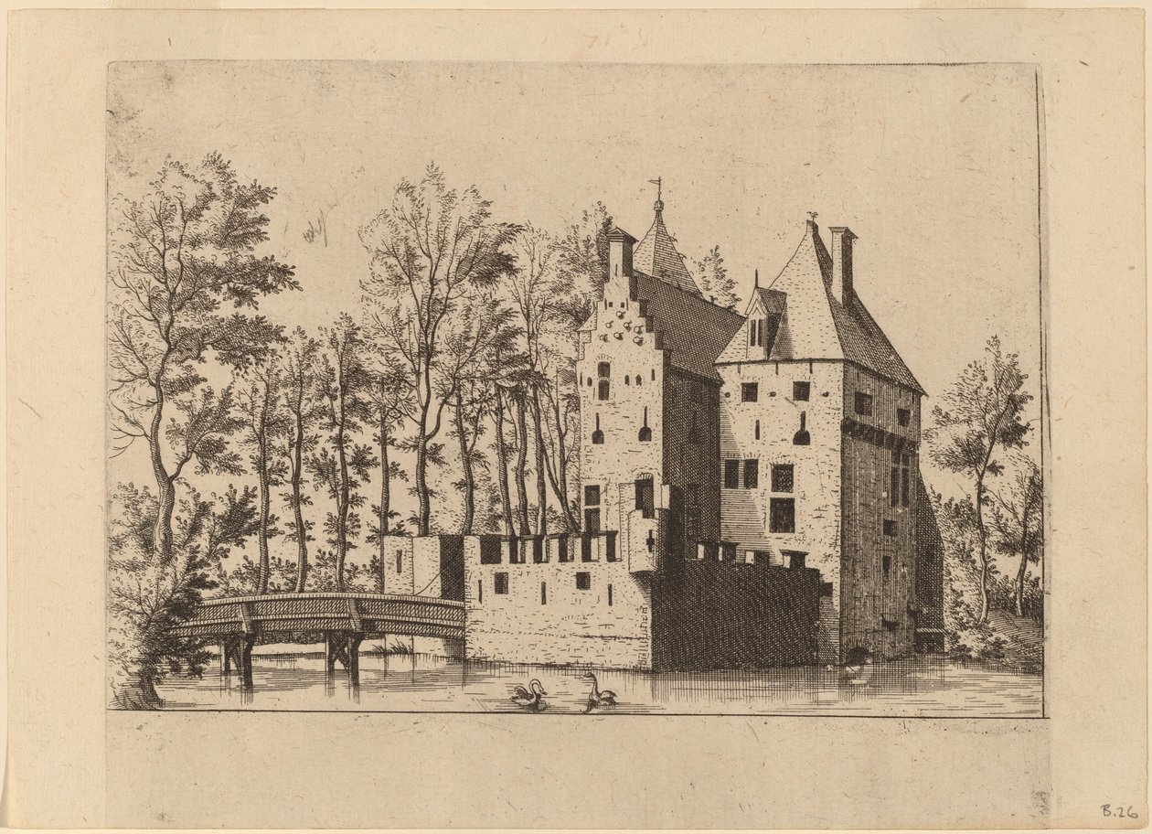 Château avec pont-levis - Johannes and Lucas van Doetechum after Master of the Small Landscapes