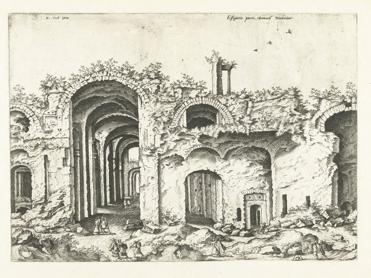Troisième vue sur les Thermes de Dioclétien (ruines romaines, 1561) - Johannes of Lucas van Doetechum (attributed to)