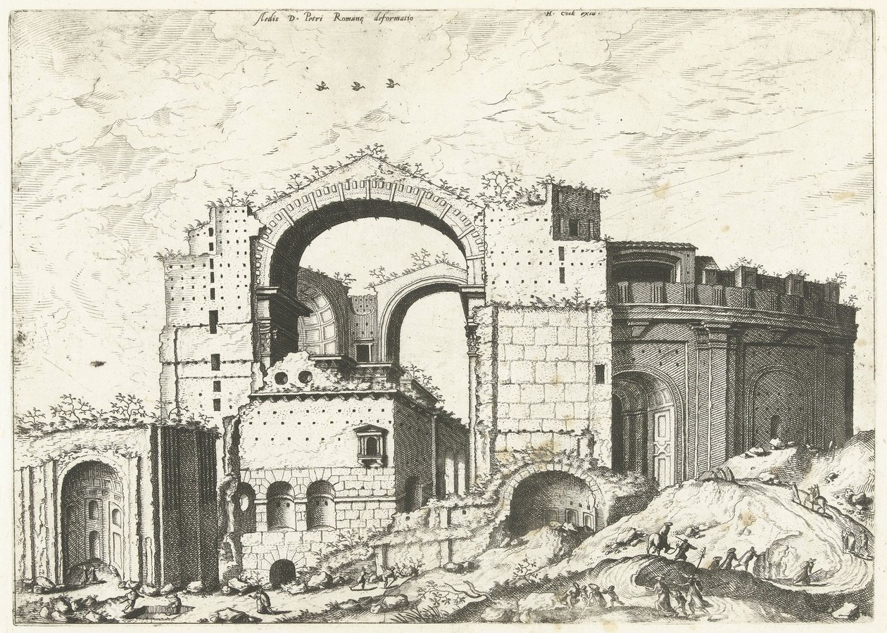 Vue de la basilique Saint-Pierre à Rome - Johannes of Lucas van Doetechum (attributed to)