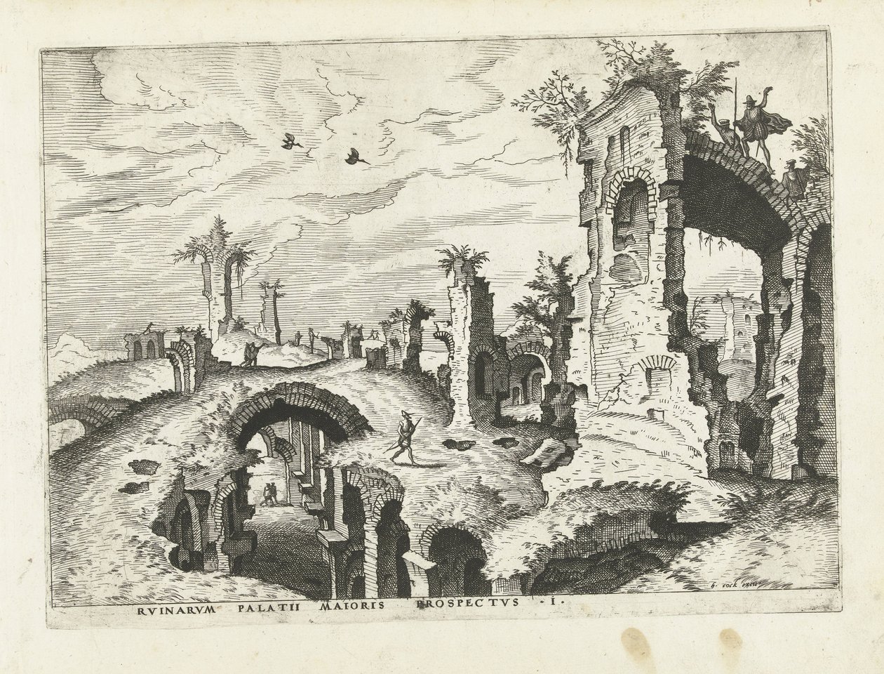 Vue des ruines sur le Palatin - Johannes of Lucas van Doetechum (attributed to)