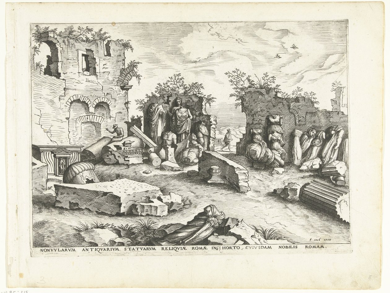 Jardin avec fragments de statues antiques - Johannes of Lucas van Doetechum (attributed to)